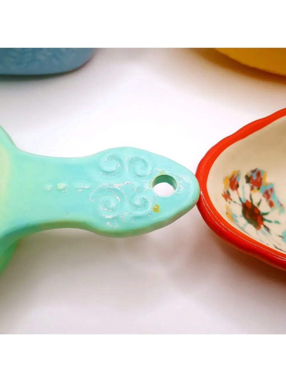 Pioneer Woman Willow Stoneware Measuring Spoon Scoop Set 4 Floral Kitchen Decor